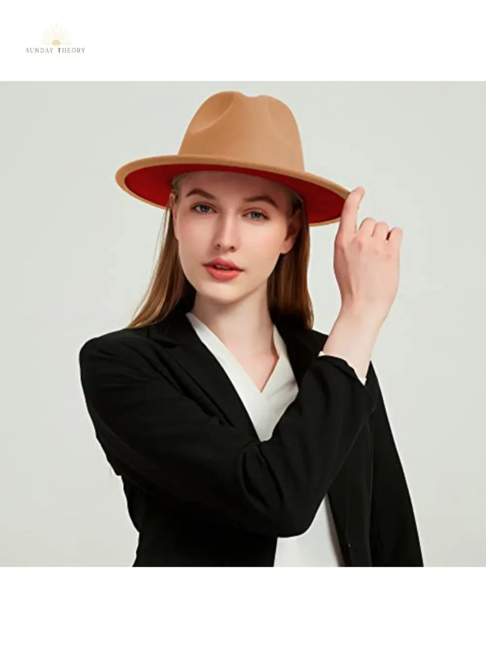Wide Brim Fedora Hat Two Tone Dress Hat Adjustable Cotton Polyester Unisex